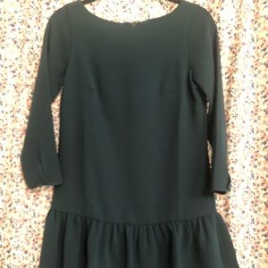 JCrew flutter hem emerald holiday babydoll dress